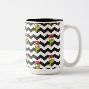 Grinch Zwart & Wit Vrijdag Chevron Patroon Tweekleurige Koffiemok