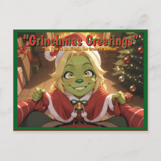 Grinchmas Greetings – Cute Anime Holiday Postcard Feestdagenkaart