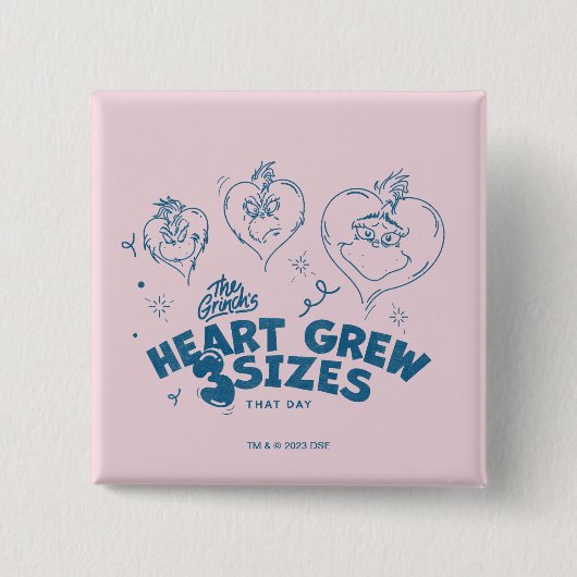 Grinch's Heart groeide 3 maten Vierkante Button 5,1 Cm (Voorkant)