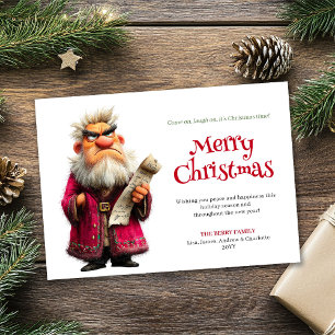 Grinchy Kerstman cartoon bewerkbare Kerstgroet Feestdagenkaart