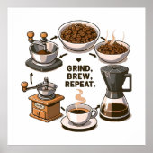 Grind Brew Repeat Poster (Voorkant)