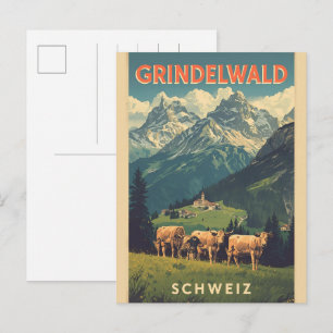 Grindelwald dorpshuis Zwitserland natuur geschenk Briefkaart