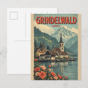 Grindelwald dorpshuis Zwitserland natuur geschenk Briefkaart