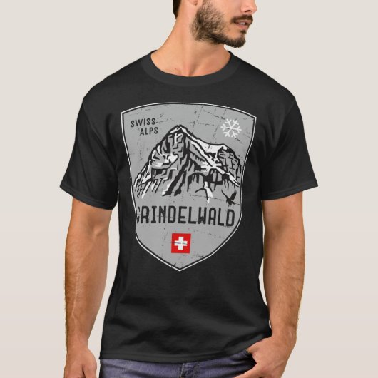 Grindelwald Mountain Switzerland Emblem Classic T T-shirt (Voorkant)
