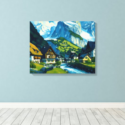 Grindelwald Zwitserland Kunst Canvas Afdruk (Insitu (Houten vloer))