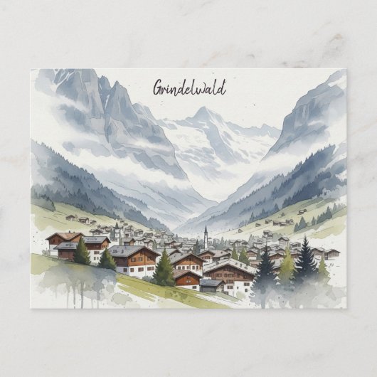 Grindelwald Zwitserland Reizen aquarel Briefkaart (Voorkant)
