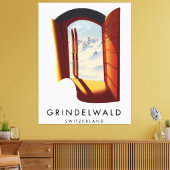 Grindelwald Zwitserland ski poster Canvas Afdruk (Insitu (Woonkamer))