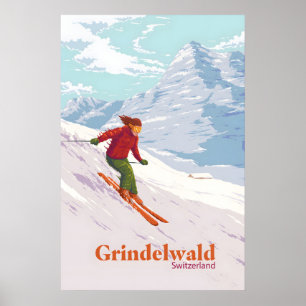 Grindelwald Zwitserland Skigebied Reisposter Poster