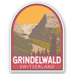 Grindelwald Zwitserland Travel Art Vintage Sticker