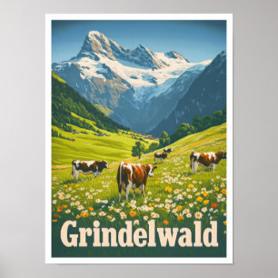 Grindelwald Zwitserland Vintage Travel Poster