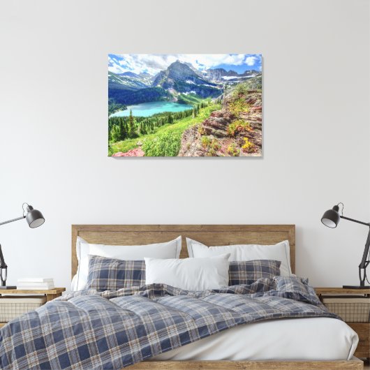 Grinnell Glacier Trail Vista Canvas Afdruk (Insitu (Slaapkamer))