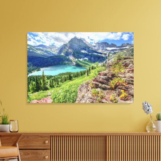 Grinnell Glacier Trail Vista Canvas Afdruk (Insitu (Woonkamer))