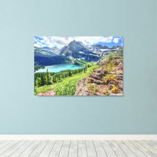 Grinnell Glacier Trail Vista Canvas Afdruk (Insitu (Houten vloer))