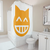 Grinning Emoji Cat Douchegordijn (In situ)