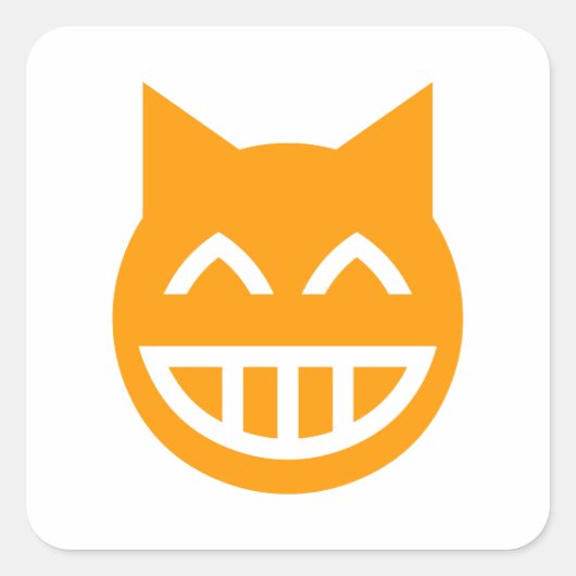 Grinning Emoji Cat Vierkante Sticker (Voorkant)