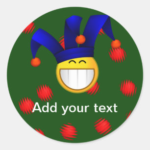 Grinning Emoji Jester Ronde Sticker