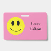 Grinning Face Classic avec prénom Badge de prénom (Arrière)