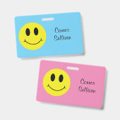 Grinning Face Classic avec prénom Badge de prénom (Avant & arrière)