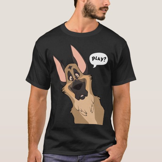 Grinning German Shepherd Dog T-shirt (Voorkant)