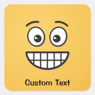 Grinning Gezicht met Open Ogen Classic Ronde Stick Vierkante Sticker