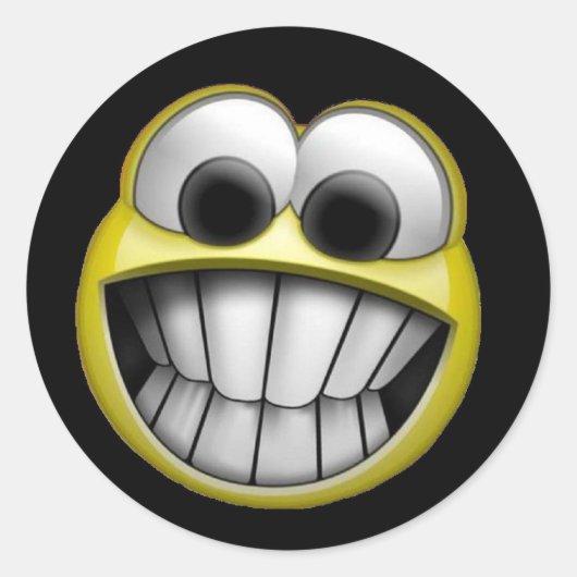 Grinning Happy Face Ronde Sticker (Voorkant)