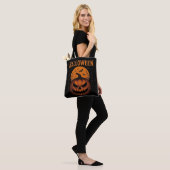 Grinning Jack-O'-Lantern & Bats Classic Halloween Draagtas (Op model)