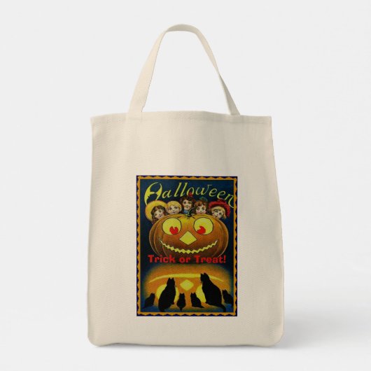 Grinning Jack o' Lantern & Children Halloween Bag Tote Bag (Achterkant)