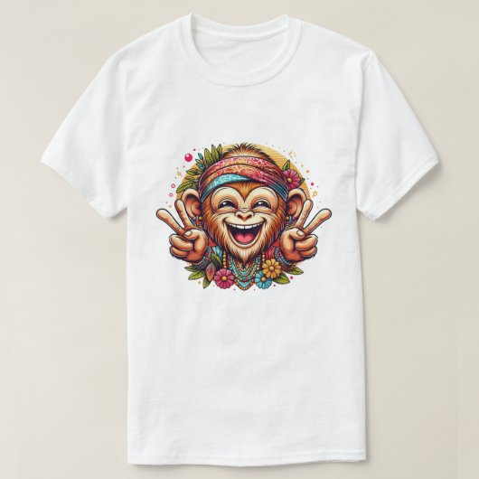 Grinning Peace Monkey Men's T-Shirt (Design voorkant)