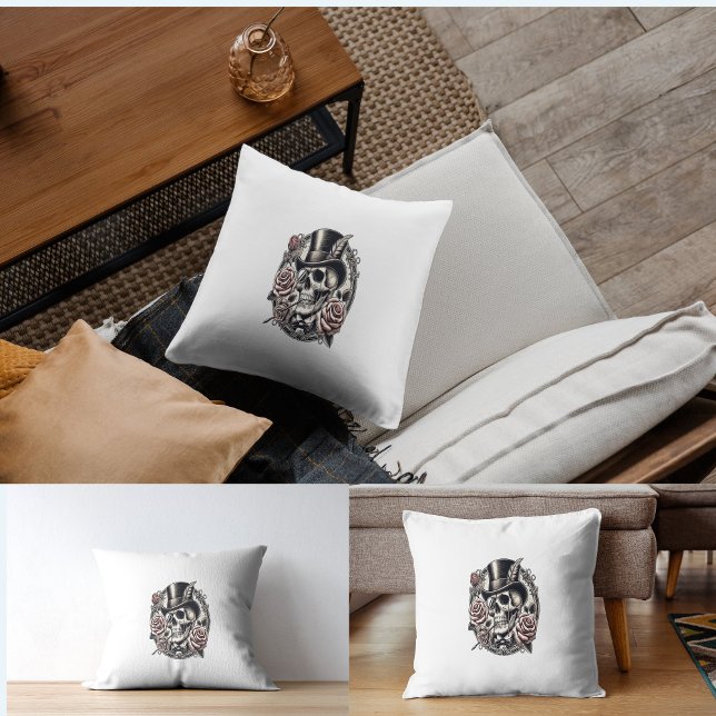 Grinning Skull in Top Hat Kussen (Creator heeft geüpload)