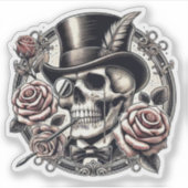 Grinning Skull in Top Hat Sticker (Voorkant)