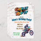 Grip it & Rip It Dirt Bike Birthday Invitation (Devant / Derrière)
