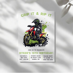 Grip It & Rip It! Motorcross, Dirt Bike Verjaardag Kaart
