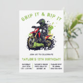 Grip It & Rip It! Motorcross, Dirt Bike Verjaardag Kaart (Staand voorkant)