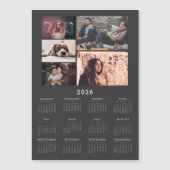 Gris 2026 Calendrier 5 Photo Collage Magnet Card (Devant)