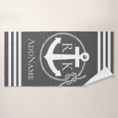 Gris Ancre  Ancres Serviette de bain personnalisée (Serviette de bain)