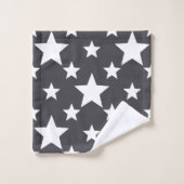 Gris Ardoise Avec Étoiles Blanches (Gant de toilette)