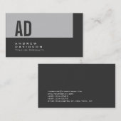 Gris Ardoise Monogramme Carte de visite élégant (Devant / Derrière)