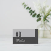 Gris Ardoise Monogramme Carte de visite élégant (Debout devant)