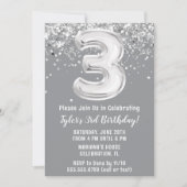 Gris Argent 3e anniversaire Invitation de fête (Devant)