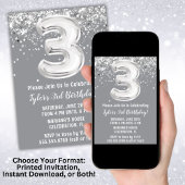 Gris Argent 3e anniversaire Invitation de fête
