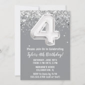 Gris Argent 4e anniversaire Fête Invitation (Devant)