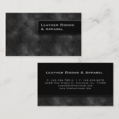Gris argenté de noir en cuir de carte de visite (Devant / Derrière)