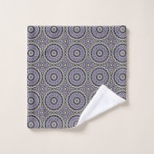 Gris argenté et motif de cercle gras lilas (Gant de toilette)