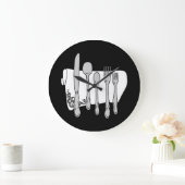 Gris argenterie Blanc Napkin Aucun nombre Horloge (Maison)