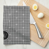 Gris avec Accent Argent Houndstooth Serviette de c (Quart Plié)