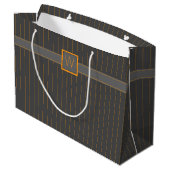 Gris avec sac cadeau Orange Pinstripes (Dos Angle)