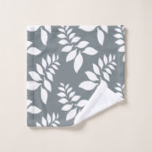Gris avec serviette de bain feuille blanche (Gant de toilette)