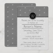 Gris avec Silver Houndstooth Party Invitation (Devant / Derrière)