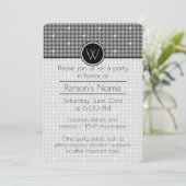 Gris avec Silver Houndstooth Party Invitation (Debout devant)