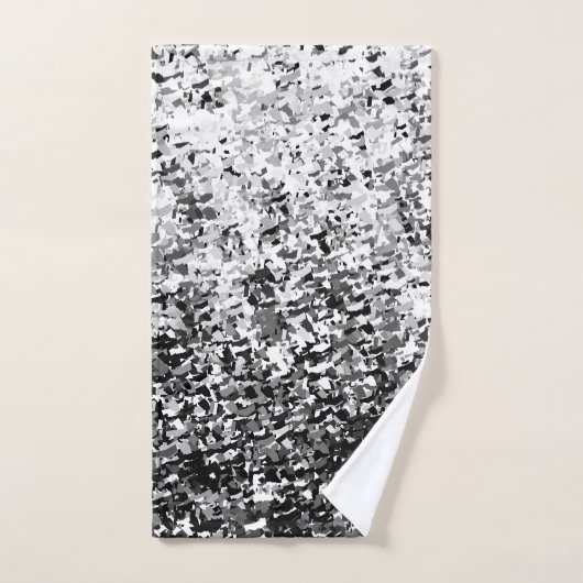 Gris blanc avec Motif Abstrait noir (Serviette à main)